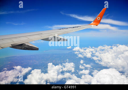 Aerial view from plane go to Don Mueang International Airport on July 15, 2016 in Trang, Thailand Stock Photo