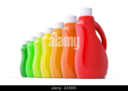 Series plastic bottles of household chemicals Stock Photo