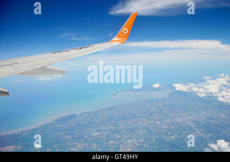 Aerial view from plane go to Don Mueang International Airport on July 15, 2016 in Trang, Thailand Stock Photo