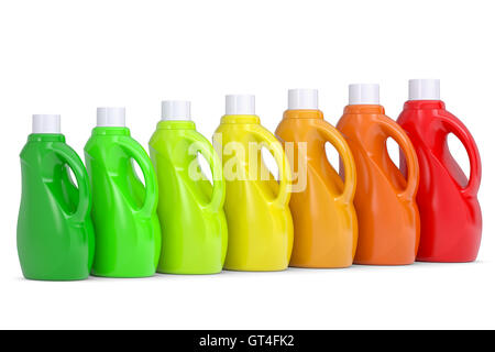 Series plastic bottles of household chemicals Stock Photo