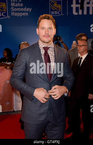 Toronto, Ontario, Canada. 8th Sep, 2016. Actor CHRIS PRATT attends 'The Magnificent Seven' premiere during the 2016 Toronto International Film Festival at Roy Thomson Hall on September 8, 2016 in Toronto, Canada Credit:  Igor Vidyashev/ZUMA Wire/Alamy Live News Stock Photo