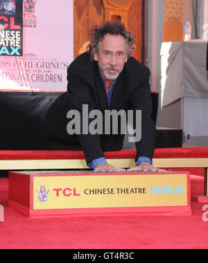 Hollywood, CA, USA. 8th Sep, 2016. 08 September 2016 - Hollywood, California. Tim Burton. Tim Burton Hand And Footprint Ceremony held at TCL Chinese Theatre. Photo Credit: Birdie Thompson/AdMedia Credit:  Birdie Thompson/AdMedia/ZUMA Wire/Alamy Live News Stock Photo