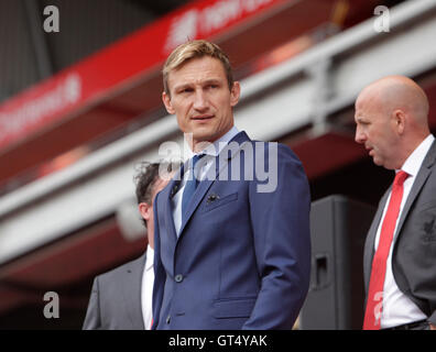 Anfield, Liverpool, UK. 09th Sep, 2016. Official Opening of Anfield's Main Stand. Reds legend Sami Hyypia arrives at today's opening ceremony. Credit:  Action Plus Sports/Alamy Live News Stock Photo