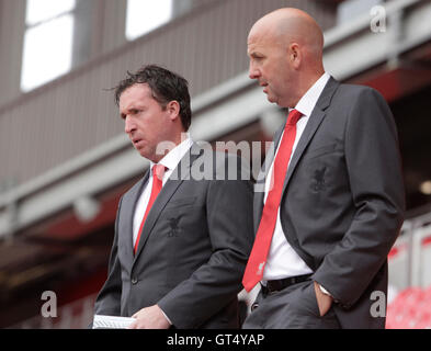 Anfield, Liverpool, UK. 09th Sep, 2016. Official Opening of Anfield's Main Stand. Reds legends Robbie Fowler and Gary McAllister arrive at today's opening ceremony. Credit:  Action Plus Sports/Alamy Live News Stock Photo