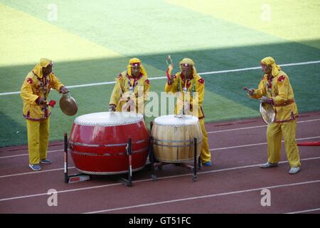 Heihe, Heihe, China. 9th Sep, 2016. Heihe, CHINA- August 27 2016: (EDITORIAL USE ONLY. CHINA OUT).People perform at the opening ceremony of a Sino-Russian football match in Heihe, northeast ChinaÂ¡Â¯s Heilongjiang Province. Both Chinese and Russian football players are impressed by the performance. © SIPA Asia/ZUMA Wire/Alamy Live News Stock Photo