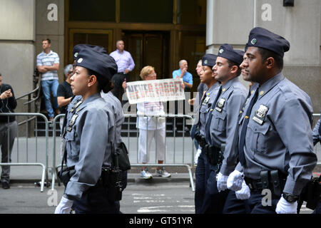 Manhattan, New York, USA. 8th Sep, 2016.   NYPD led Memorial Procession in Lower Manhattan to mark the 15th anniversary of the terror attacks on the World Trade Center. Credit:  Christopher Penler/Alamy Live News Stock Photo