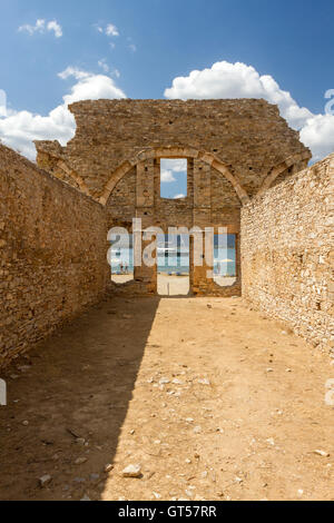 The old Russian Naval Base (Rosikos Nafstathmos), at Poros island, Greece. The construction has no military use now, but is scenery for several events Stock Photo