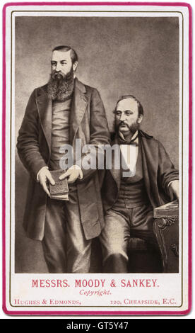American evangelist D.L. Moody and American hymn writer and Gospel singer, Ira Sankey, featured on a London carte-de-visite (CDV) from a trip to the UK in the early 1870s. Stock Photo