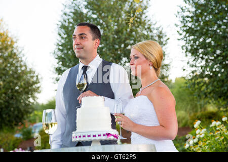 Bride and Groom Wedding Toasts Stock Photo