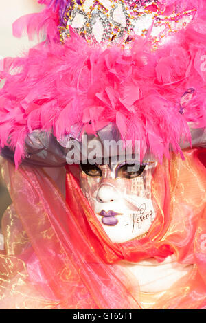Venice Veneto Italy. Close up portrait of mask in Venice carnival