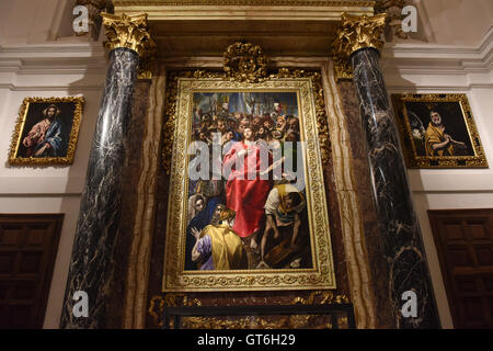 Toledo cathedral Three-metre high painting 'El Expolio', or 'The Disrobing of Christ', by Spanish Renaissance painter El Greco Cathedral of Saint Mary of Toledo Spain  Catedral Primada Santa Maria Stock Photo