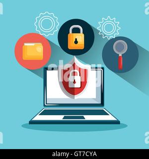 laptop technology data digital security design Stock Vector