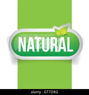Natural Button green with leaf Stock Vector