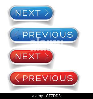 Next Previous button red and blue Stock Vector