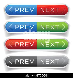 Next Previous button red and blue Stock Vector