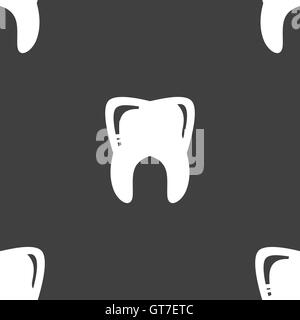 Tooth sign. Seamless pattern on a gray background. Vector Stock Vector