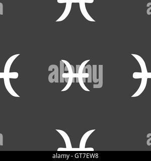 Pisces zodiac sign sign. Seamless pattern on a gray background. Vector Stock Vector