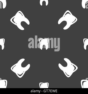Tooth sign. Seamless pattern on a gray background. Vector Stock Vector