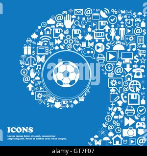 Football icon . Nice set of beautiful icons twisted spiral into the center of one large icon. Vector Stock Vector