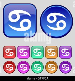 zodiac Cancer icon sign. A set of twelve vintage buttons for your design. Vector Stock Vector