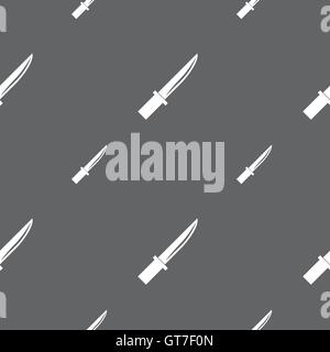 knife icon sign. Seamless pattern on a gray background. Vector Stock Vector