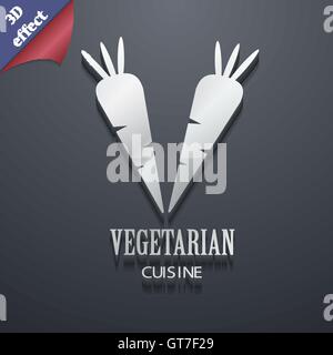 vegetarian cuisine icon symbol. 3D style. Trendy, modern design with space for your text Vector Stock Vector