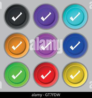 axe icon sign. symbol on nine round colourful buttons. Vector Stock Vector