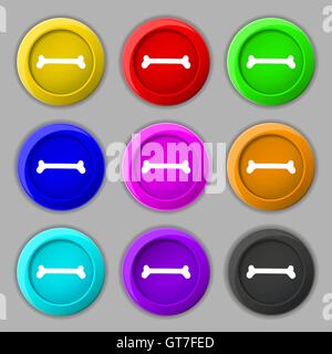 Dog bone icon sign. symbol on nine round colourful buttons. Vector Stock Vector