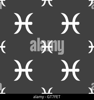 Pisces zodiac sign sign. Seamless pattern on a gray background. Vector Stock Vector