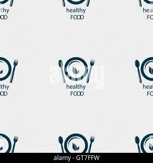 healthy food concept sign. Seamless pattern with geometric texture. Vector Stock Vector