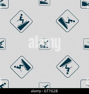 Skier sign. Seamless pattern with geometric texture. Vector Stock Vector