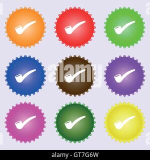 Smoking pipe icon sign. Big set of colorful, diverse, high-quality buttons. Vector Stock Vector