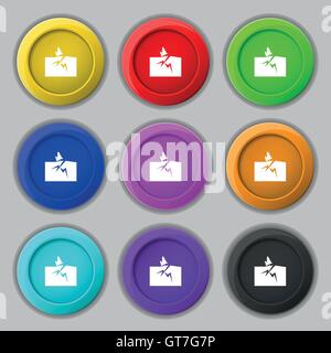 Property insurance icon sign. symbol on nine round colourful buttons. Vector Stock Vector