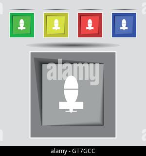 mortar mine icon sign on original five colored buttons. Vector Stock Vector