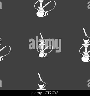 Hookah sign. Seamless pattern on a gray background. Vector Stock Vector