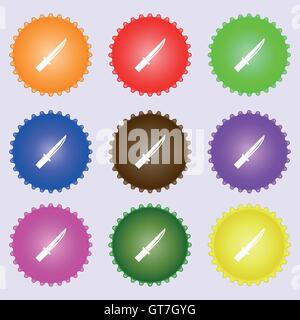 knife icon sign. Big set of colorful, diverse, high-quality buttons. Vector Stock Vector