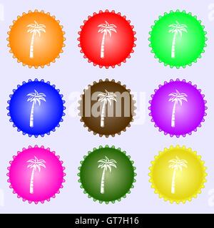 Palm icon sign. Big set of colorful, diverse, high-quality buttons. Vector Stock Vector