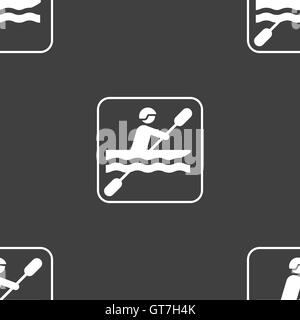 canoeing sign. Seamless pattern on a gray background. Vector Stock Vector