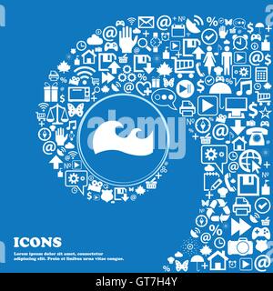 Waves icon . Nice set of beautiful icons twisted spiral into the center of one large icon. Vector Stock Vector