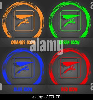 hang-gliding icon. Fashionable modern style. In the orange, green, blue, red design. Vector Stock Vector