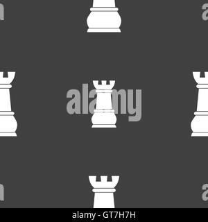 Chess Rook sign. Seamless pattern on a gray background. Vector Stock Vector