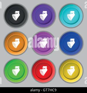 Gramophone icon. sign. symbol on nine round colourful buttons. Vector Stock Vector