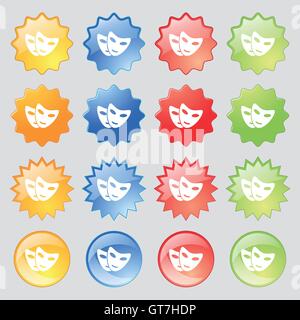 mask icon sign. Big set of 16 colorful modern buttons for your design. Vector Stock Vector