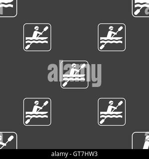 canoeing sign. Seamless pattern on a gray background. Vector Stock Vector