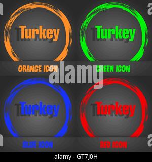 Turkey icon. Fashionable modern style. In the orange, green, blue, red design. Vector Stock Vector