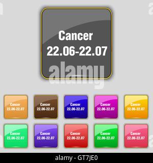 zodiac Cancer icon sign. Set with eleven colored buttons for your site. Vector Stock Vector