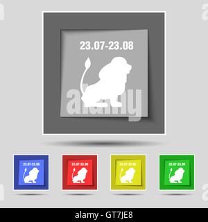 Leo zodiac icon sign on original five colored buttons. Vector Stock Vector