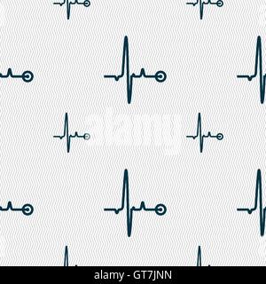 Heartbeat sign. Seamless pattern with geometric texture. Vector Stock Vector
