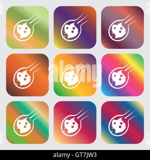 Flame meteorite icon . Nine buttons with bright gradients for beautiful design. Vector Stock Vector
