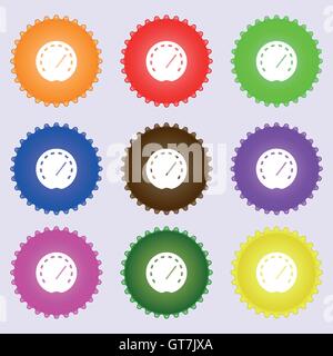speedometer Icon sign. Big set of colorful, diverse, high-quality buttons. Vector Stock Vector